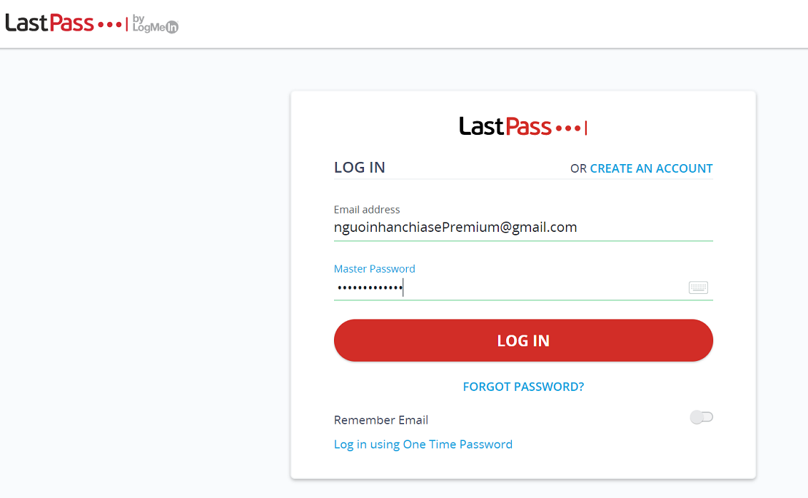 Sau khi đồng ý nhận chia sẻ, bạn sẽ cần đăng ký tài khoản Lastpass nếu chưa có (hoàn toàn miễn phí)